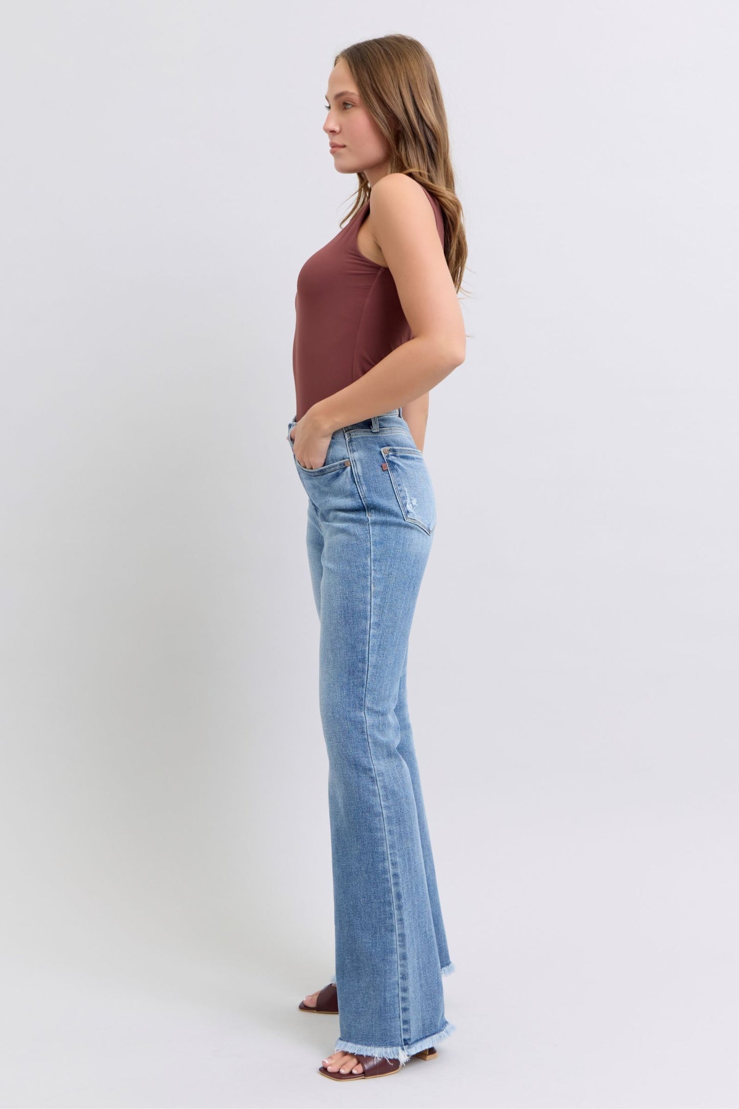 Judy Blue Full Size Raw Hem High Rise Bootcut Jeans - Danielle and Jason Baker LLC - Danielle Baker's Boutique