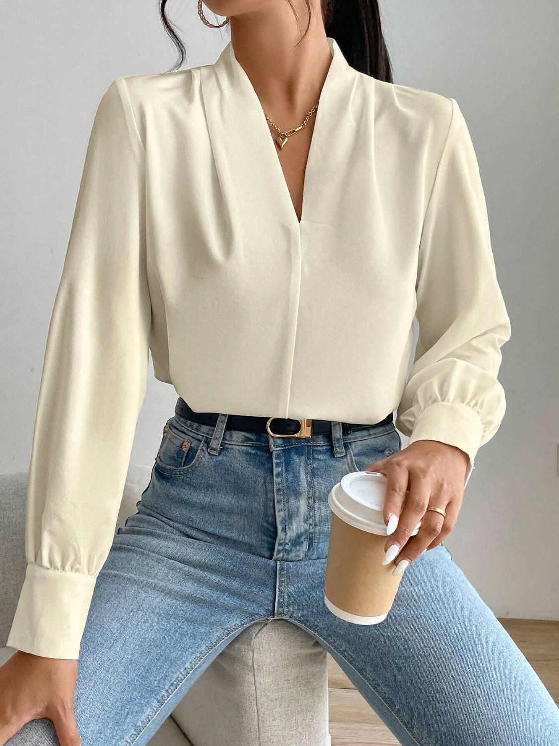 V Neck Long Sleeve Top - Danielle and Jason Baker LLC - Danielle Baker's Boutique