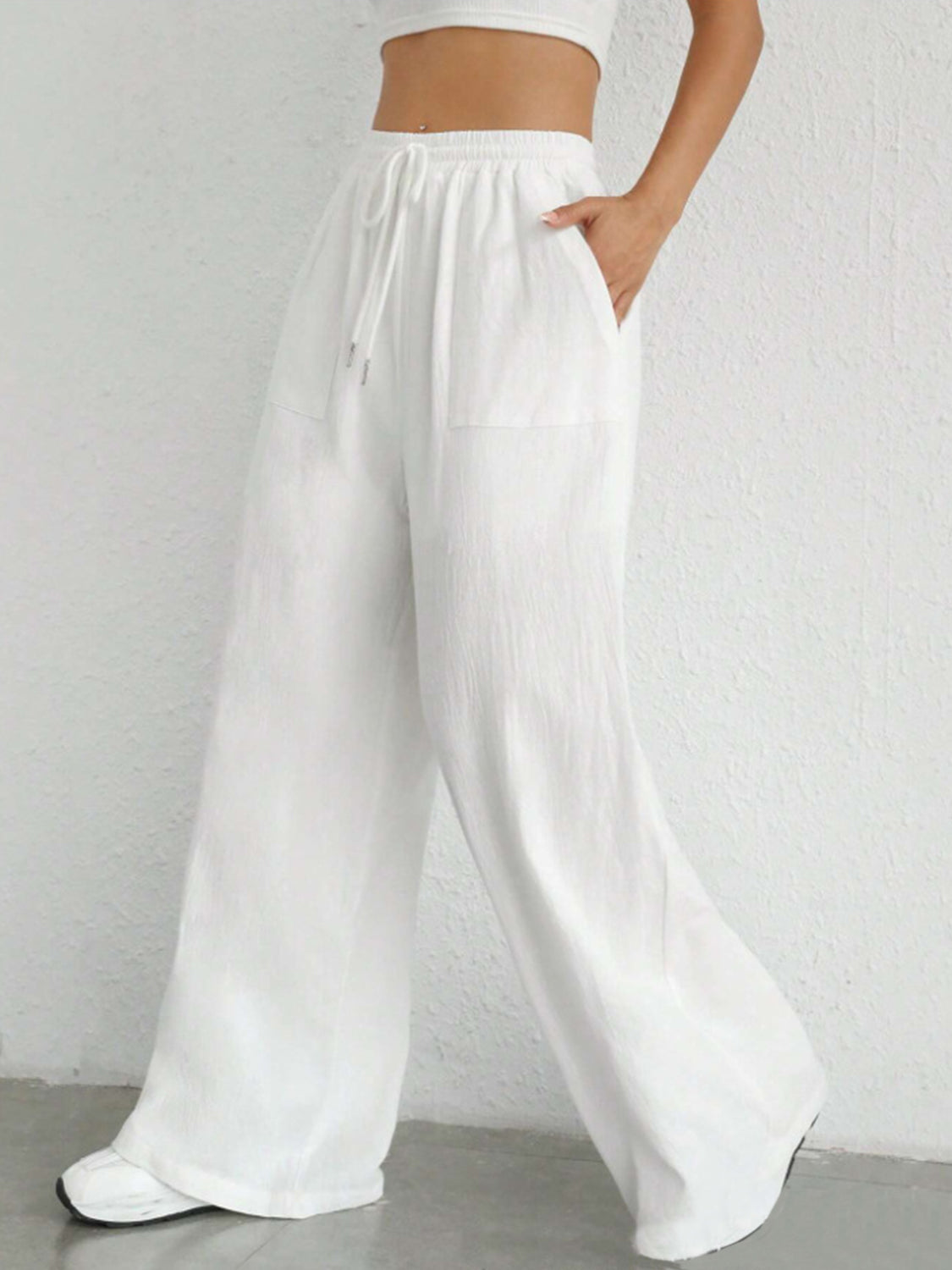 Drawstring Wide Leg Canvas Pants - Danielle and Jason Baker LLC - Danielle Baker's Boutique