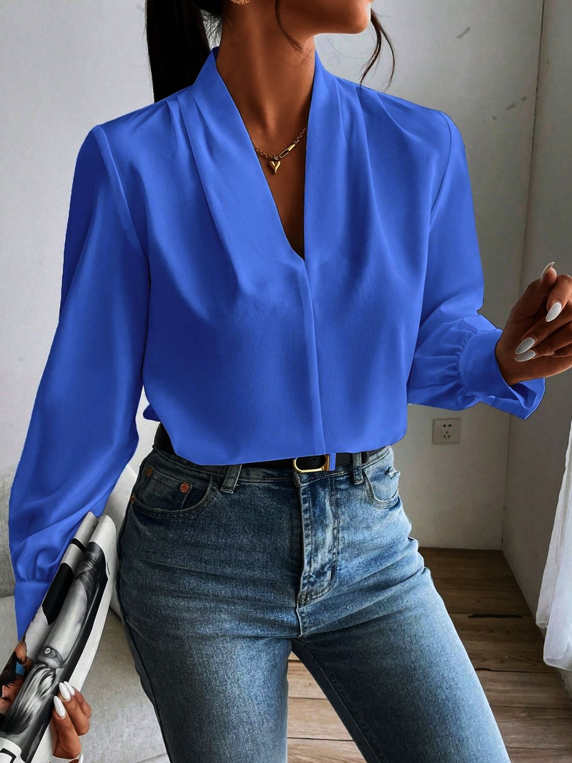 V Neck Long Sleeve Top - Danielle and Jason Baker LLC - Danielle Baker's Boutique