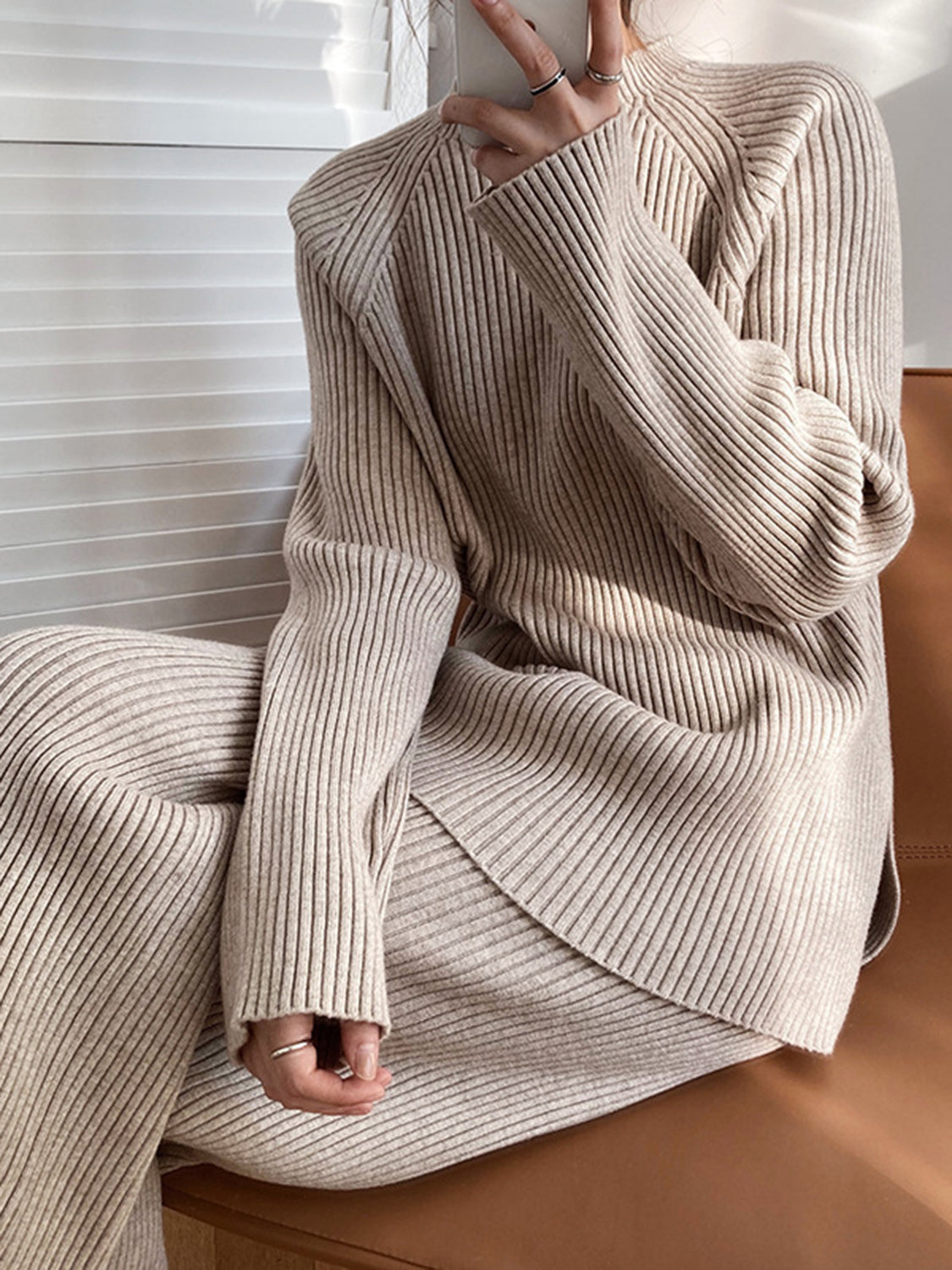 Mock Neck Raglan Sleeve Top and Pants Sweater Set - Danielle and Jason Baker LLC - Danielle Baker's Boutique