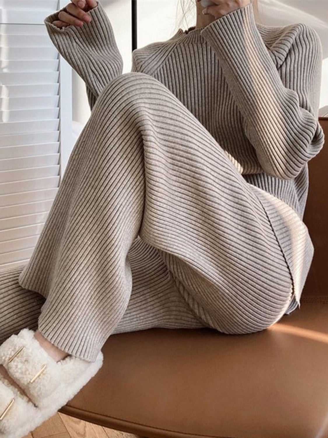 Mock Neck Raglan Sleeve Top and Pants Sweater Set - Danielle and Jason Baker LLC - Danielle Baker's Boutique