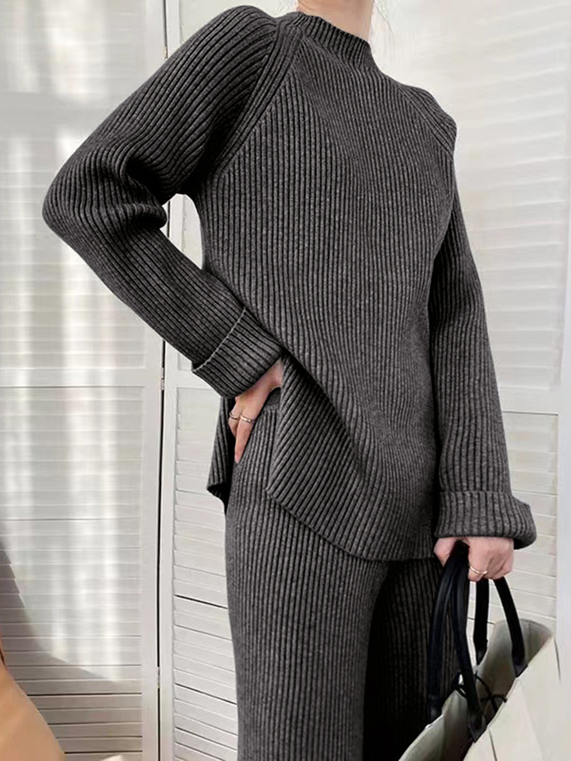 Mock Neck Raglan Sleeve Top and Pants Sweater Set - Danielle and Jason Baker LLC - Danielle Baker's Boutique