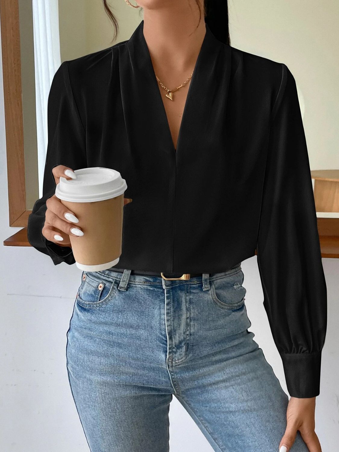 V Neck Long Sleeve Top - Danielle and Jason Baker LLC - Danielle Baker's Boutique