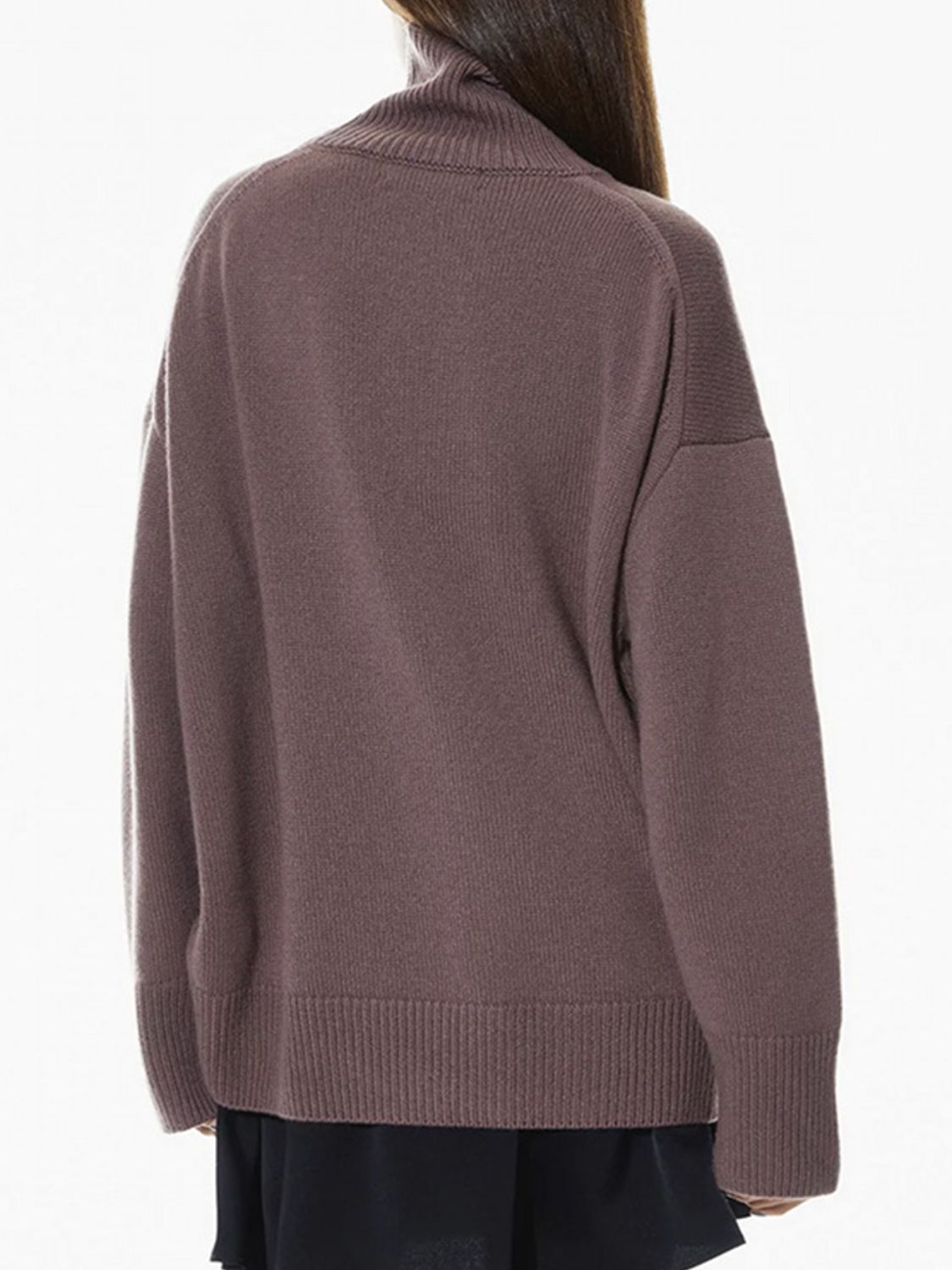 Ribbed Detail Turtleneck Dropped Shoulder Sweater - Danielle and Jason Baker LLC - Danielle Baker's Boutique