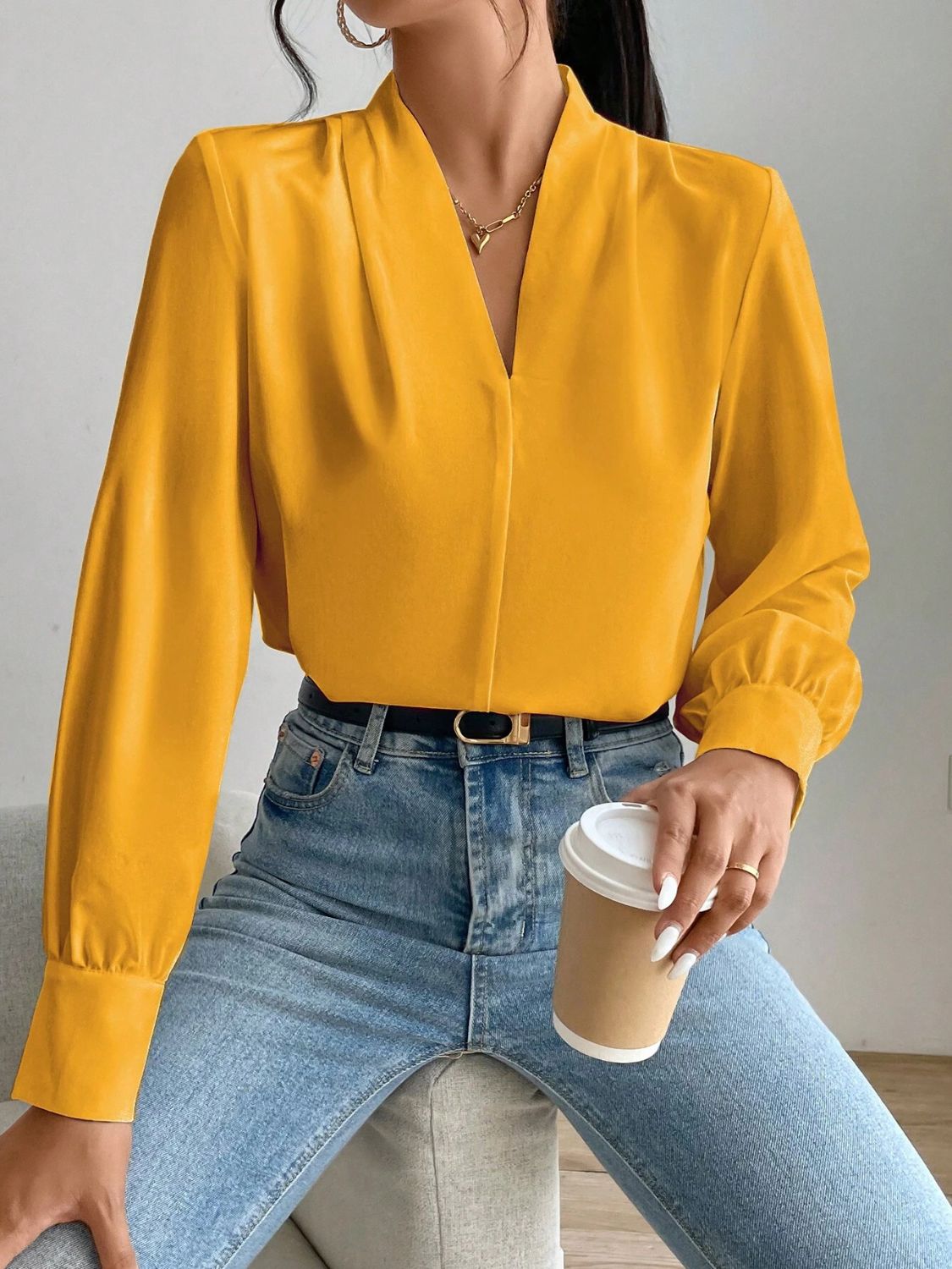 V Neck Long Sleeve Top - Danielle and Jason Baker LLC - Danielle Baker's Boutique