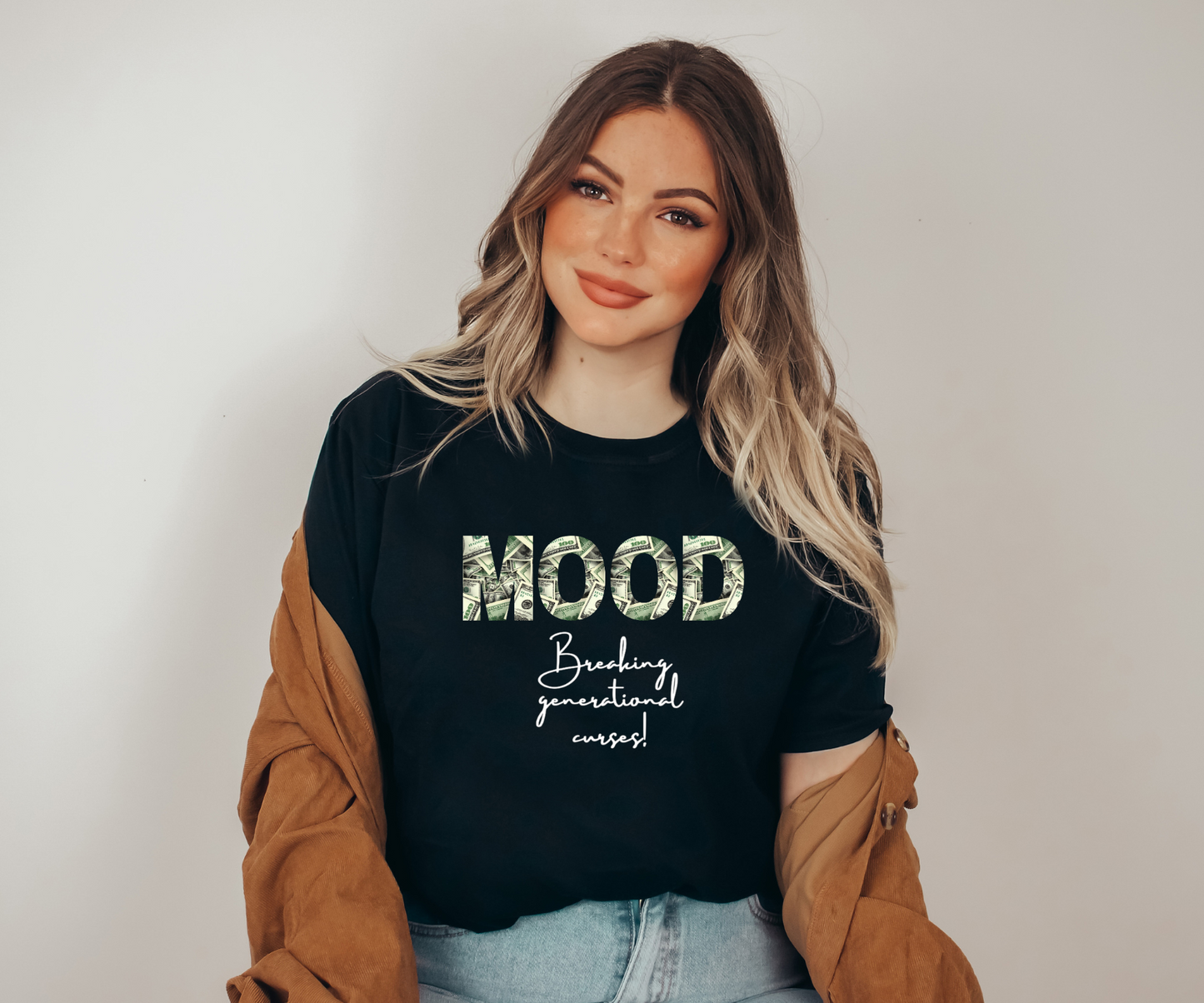 MOOD Breaking Generational Curses Shirt - Wealthy Vibes Short Sleeve T-Shirt - Danielle and Jason Baker LLC - Danielle Baker's Boutique