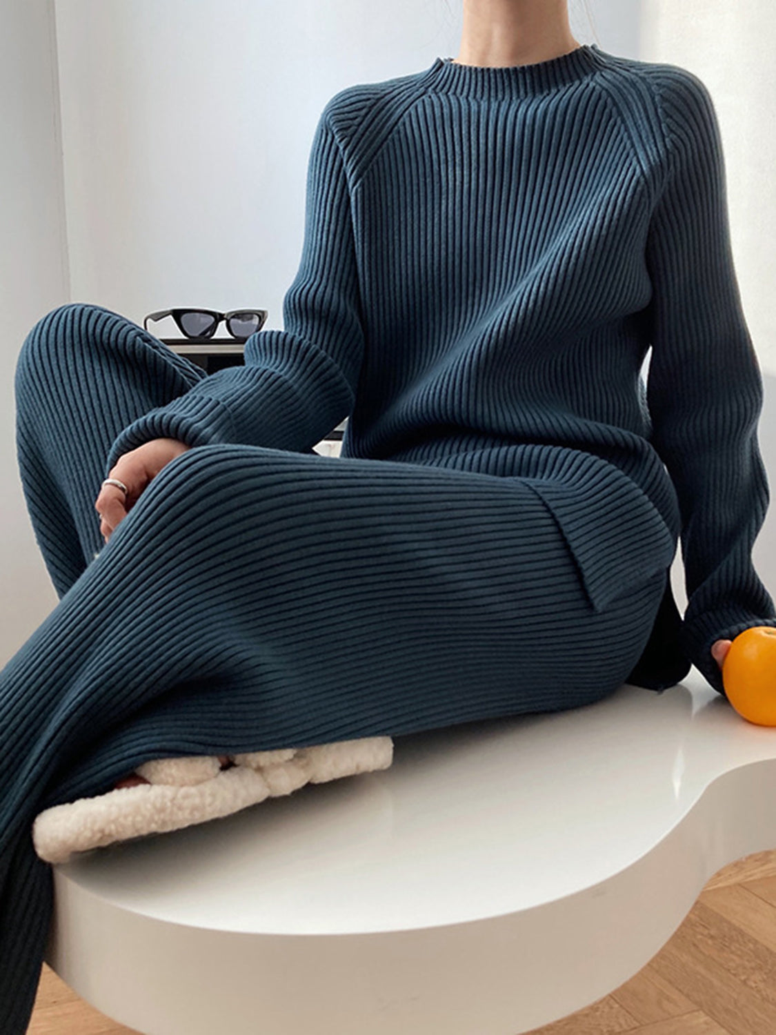 Mock Neck Raglan Sleeve Top and Pants Sweater Set - Danielle and Jason Baker LLC - Danielle Baker's Boutique