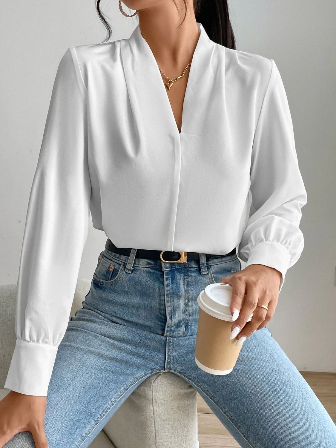 V Neck Long Sleeve Top - Danielle and Jason Baker LLC - Danielle Baker's Boutique