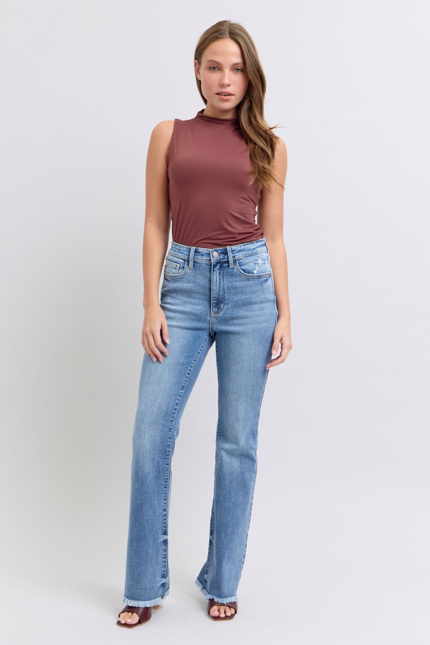 Judy Blue Full Size Raw Hem High Rise Bootcut Jeans - Danielle and Jason Baker LLC - Danielle Baker's Boutique