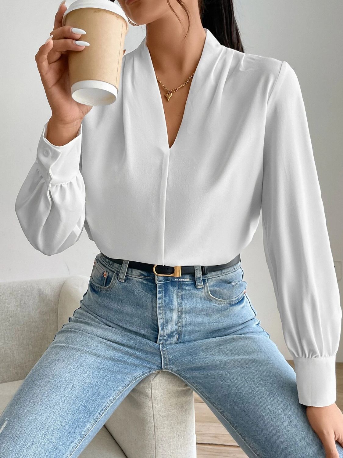 V Neck Long Sleeve Top - Danielle and Jason Baker LLC - Danielle Baker's Boutique