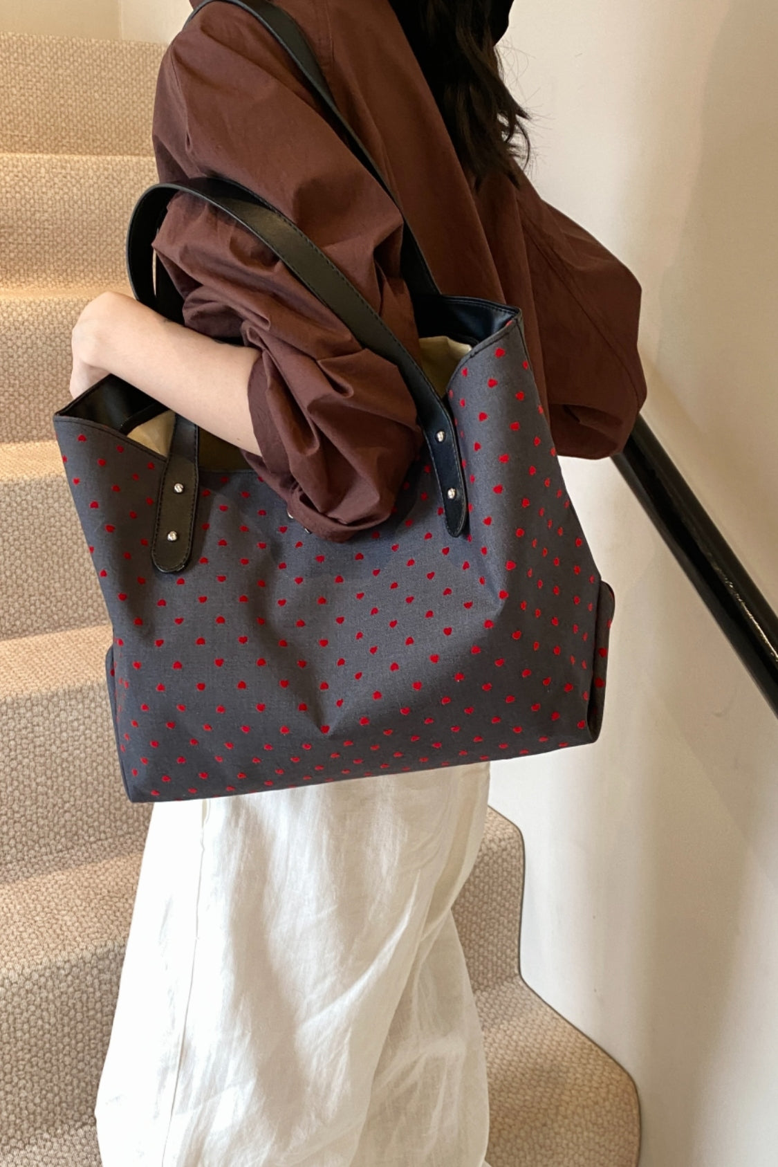 Polyester Bow Polka Dot Tote Bag - Danielle and Jason Baker LLC - Danielle Baker's Boutique