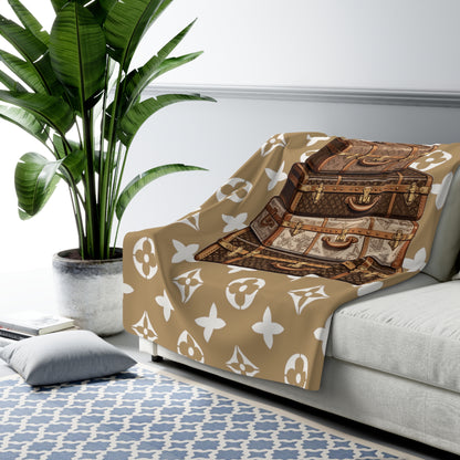 Luggage Designer Inspired Pattern Sherpa Fleece Blanket - Danielle and Jason Baker LLC - Danielle Baker's Boutique