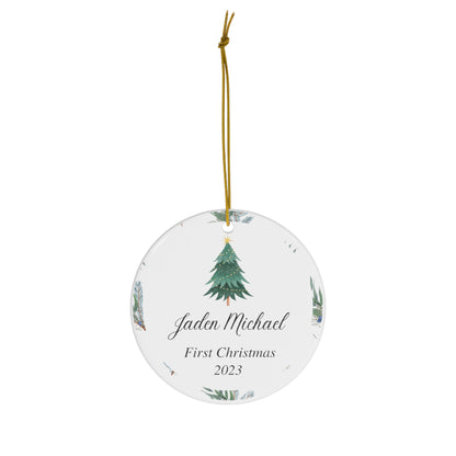 Baby Boy's First Christmas Ceramic Ornament - Son's 1st Christmas