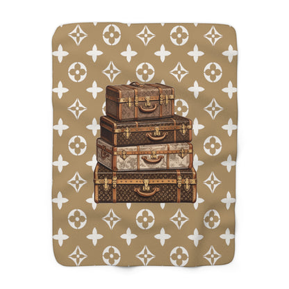 Luggage Designer Inspired Pattern Sherpa Fleece Blanket - Danielle and Jason Baker LLC - Danielle Baker's Boutique