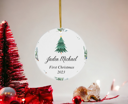 Baby Boy's First Christmas Ceramic Ornament - Son's 1st Christmas