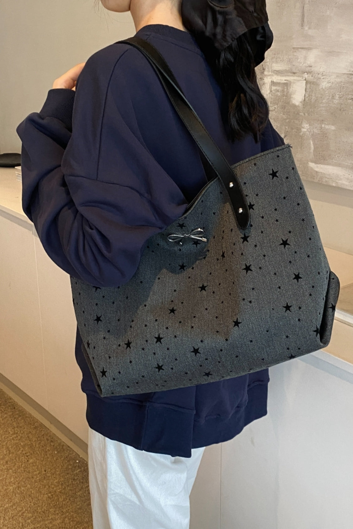 Polyester Bow Polka Dot Tote Bag - Danielle and Jason Baker LLC - Danielle Baker's Boutique