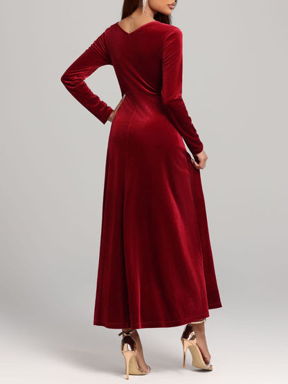 Square Neck Long Sleeve Velvet Dress - Danielle and Jason Baker LLC - Danielle Baker's Boutique