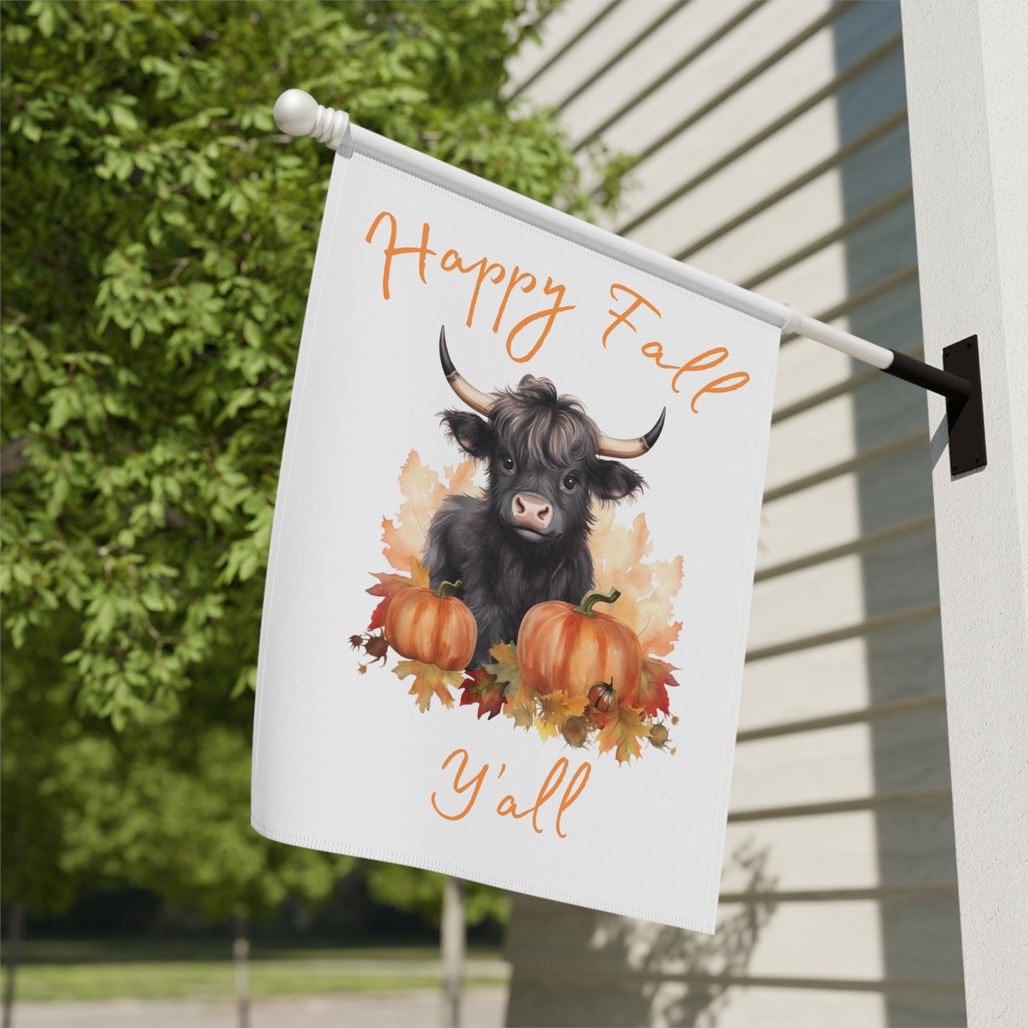Highland Cow Happy Fall Y'all Garden Flag & House Banner Flag