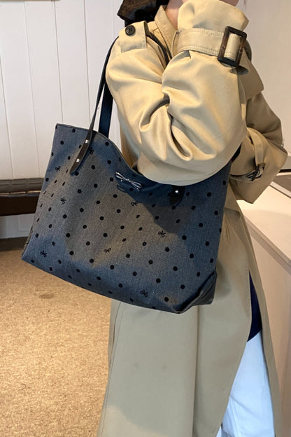 Polyester Bow Polka Dot Tote Bag - Danielle and Jason Baker LLC - Danielle Baker's Boutique