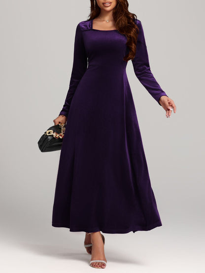 Square Neck Long Sleeve Velvet Dress - Danielle and Jason Baker LLC - Danielle Baker's Boutique