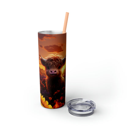 Baby Highland Cow Fall Theme Skinny Tumbler with Straw, 20oz