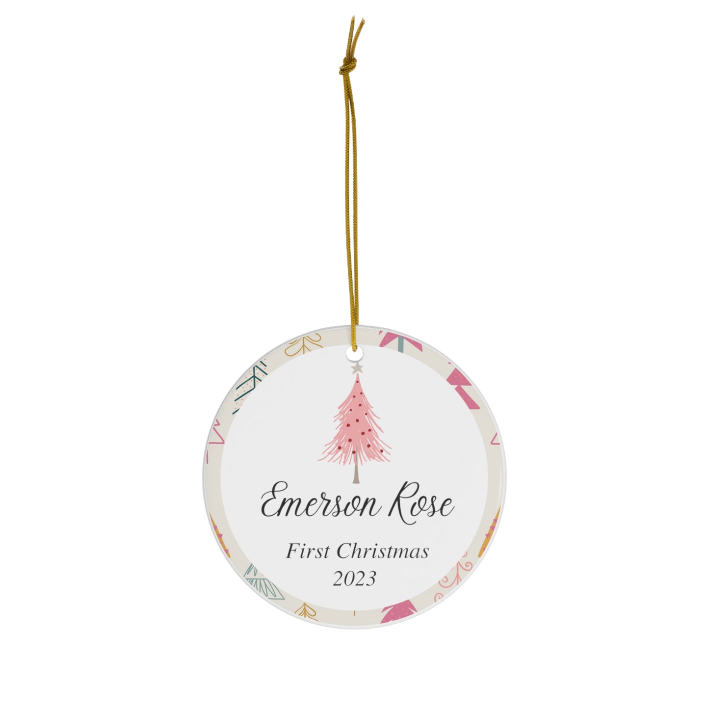 Baby Girl's First Christmas Ceramic Ornament - Daughter's 1st Christmas