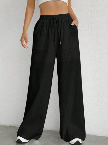 Drawstring Wide Leg Canvas Pants