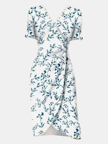 Printed Surplice Flounce Sleeve Midi Dress - Danielle and Jason Baker LLC - Danielle Baker's Boutique