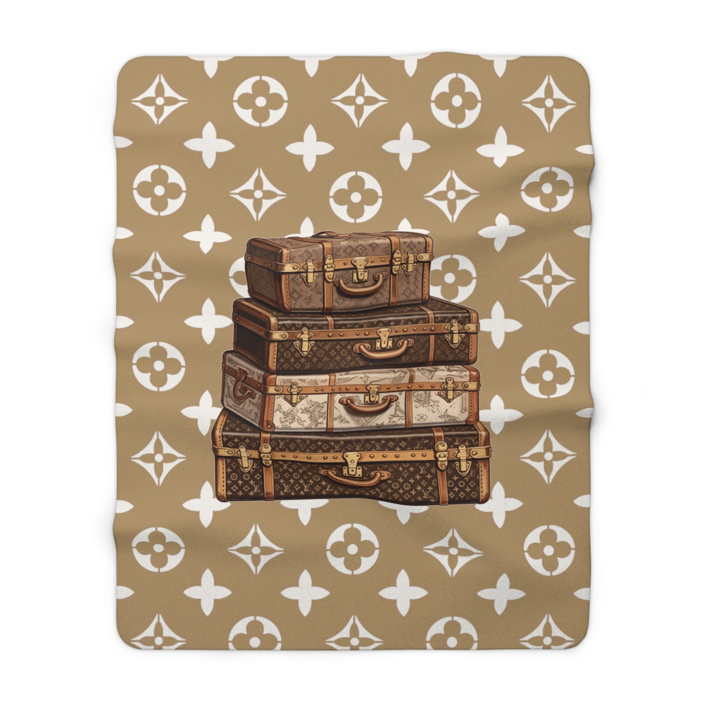 Luggage Designer Inspired Pattern Sherpa Fleece Blanket - Danielle and Jason Baker LLC - Danielle Baker's Boutique