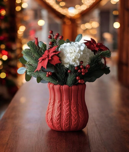 Cozy Knit Sweater - Unique Decorative Vase for Home Decor - 3D Print Centerpiece- Used for Faux, Dried and Preserved Flowers & Plants - Danielle and Jason Baker LLC - Danielle Baker's Boutique