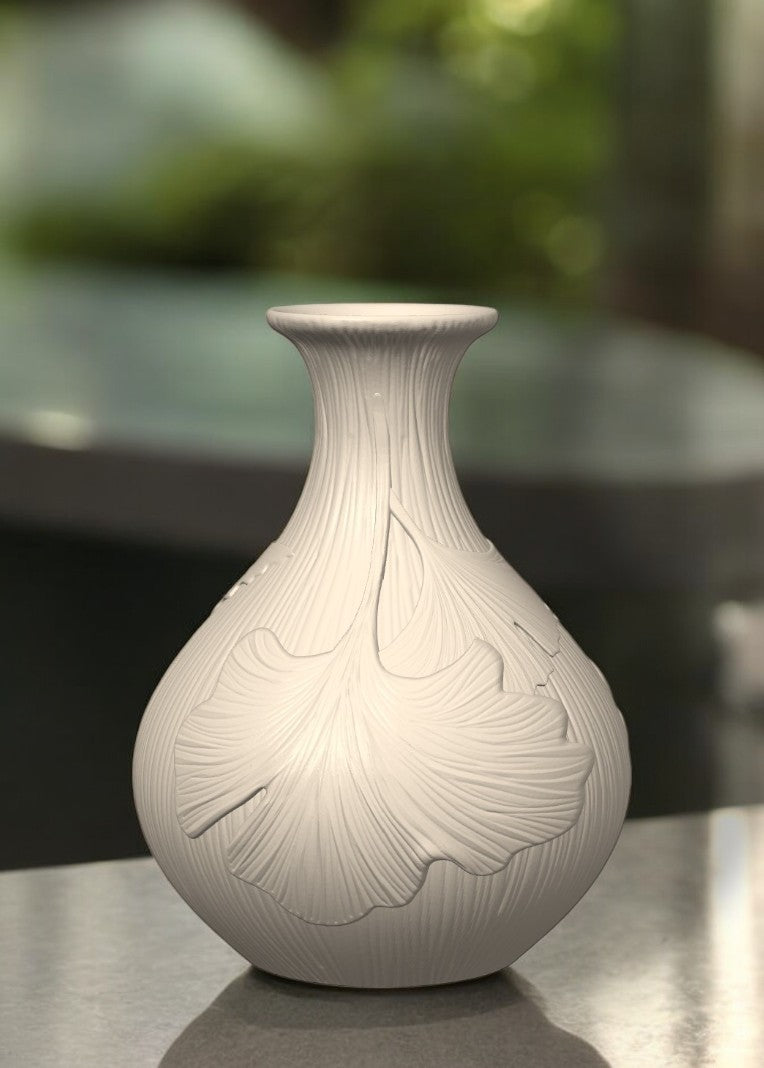 Timeless Ginkgo - Unique Decorative Vase for Home Decor - 3D Print Centerpiece- Used for Faux, Dried and Preserved Flowers & Plants