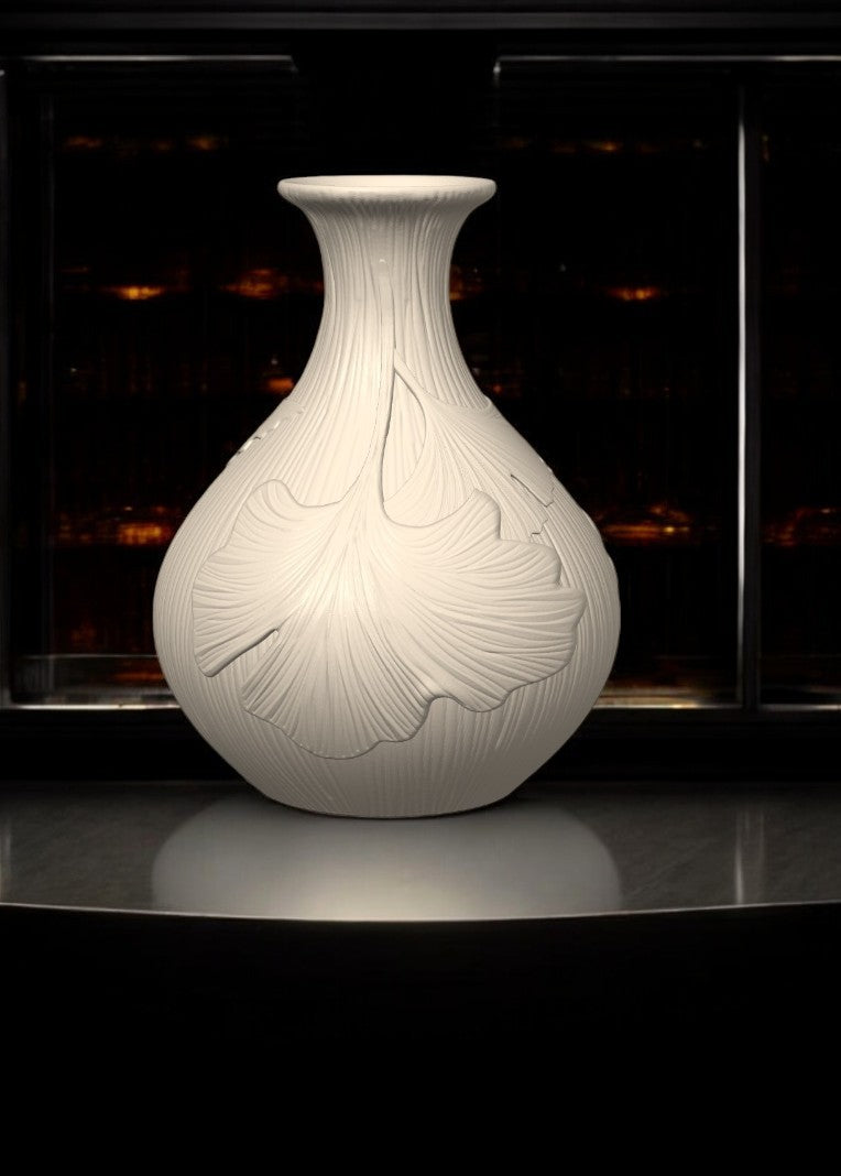 Timeless Ginkgo - Unique Decorative Vase for Home Decor - 3D Print Centerpiece- Used for Faux, Dried and Preserved Flowers & Plants