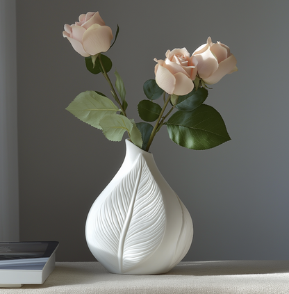 Whispering Leaf - Unique Decorative Vase for Home Decor - 3D Print Centerpiece- Used for Faux, Dried and Preserved Flowers & Plants - Danielle and Jason Baker LLC - Danielle Baker's Boutique