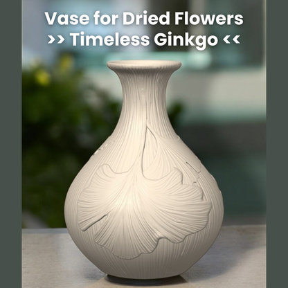 Timeless Ginkgo - Unique Decorative Vase for Home Decor - 3D Print Centerpiece- Used for Faux, Dried and Preserved Flowers & Plants