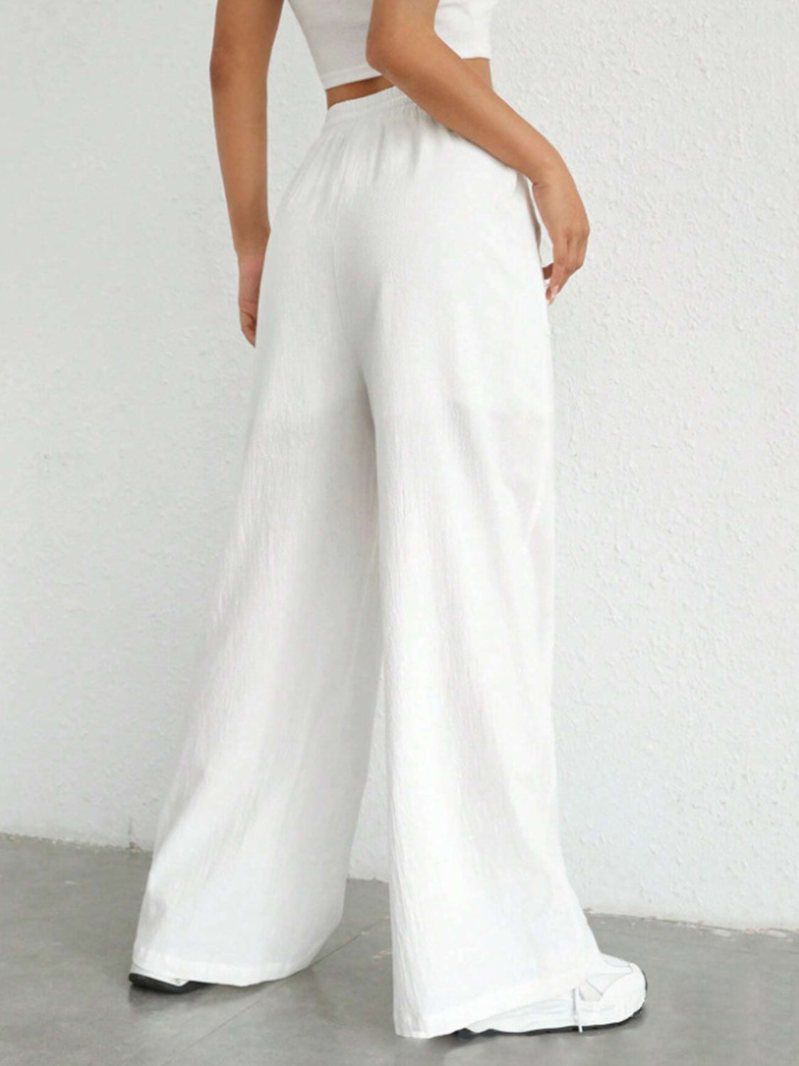 Drawstring Wide Leg Canvas Pants