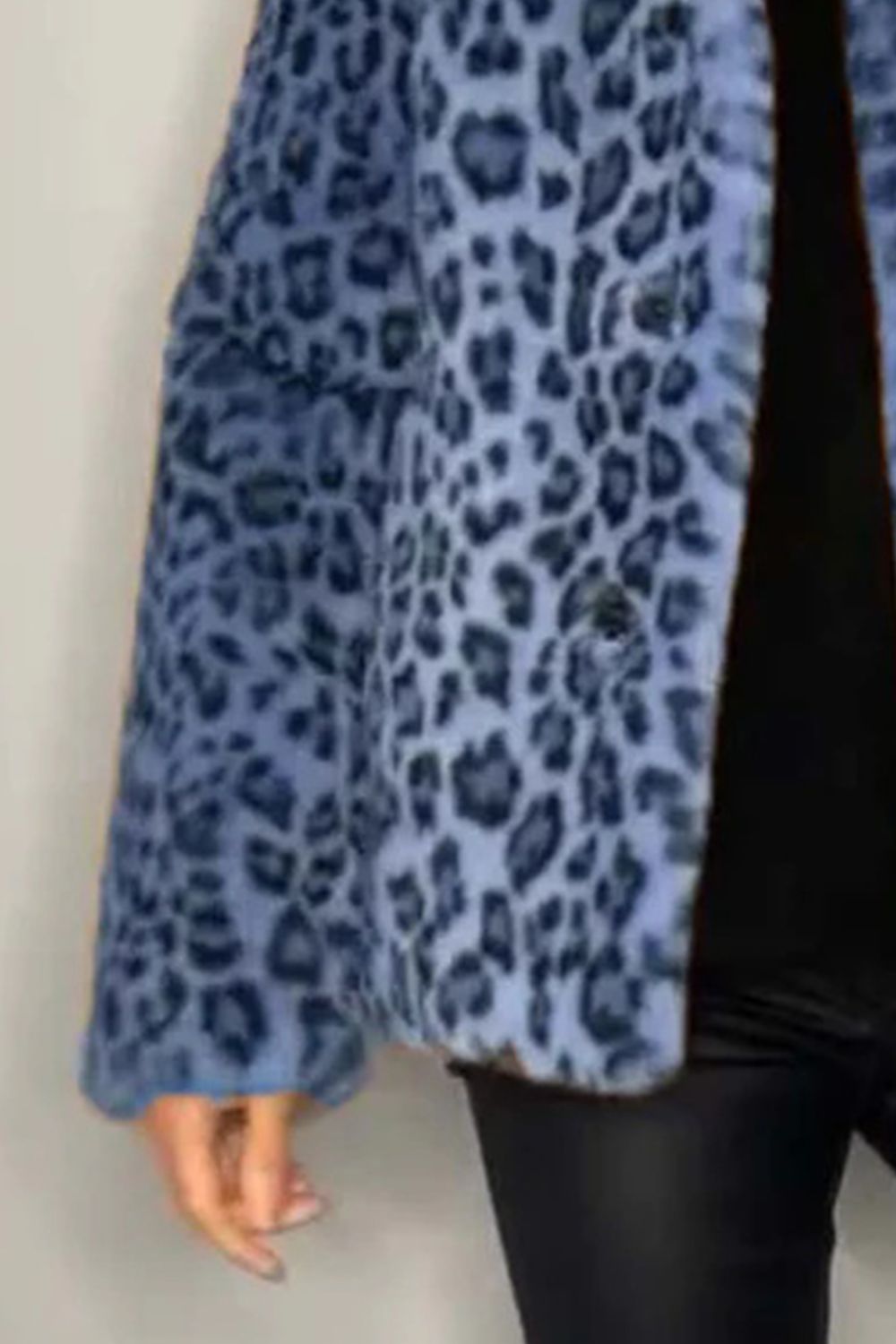 Leopard Furry Faux Fur Long Sleeve Coat