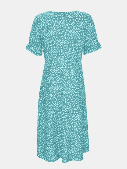 Printed Surplice Flounce Sleeve Midi Dress - Danielle and Jason Baker LLC - Danielle Baker's Boutique