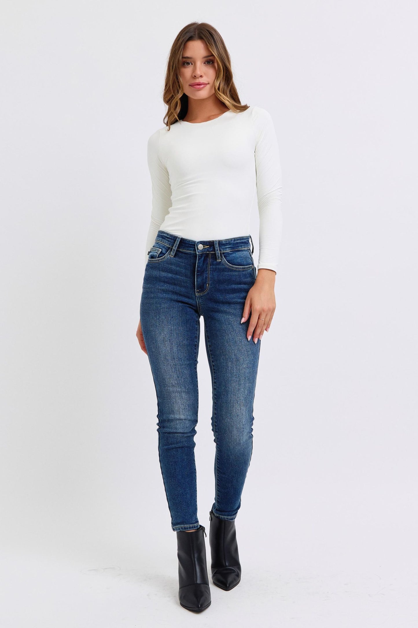 Judy Blue Full Size Mid-Rise Waist Skinny Jeans with Pockets - Danielle and Jason Baker LLC - Danielle Baker's Boutique