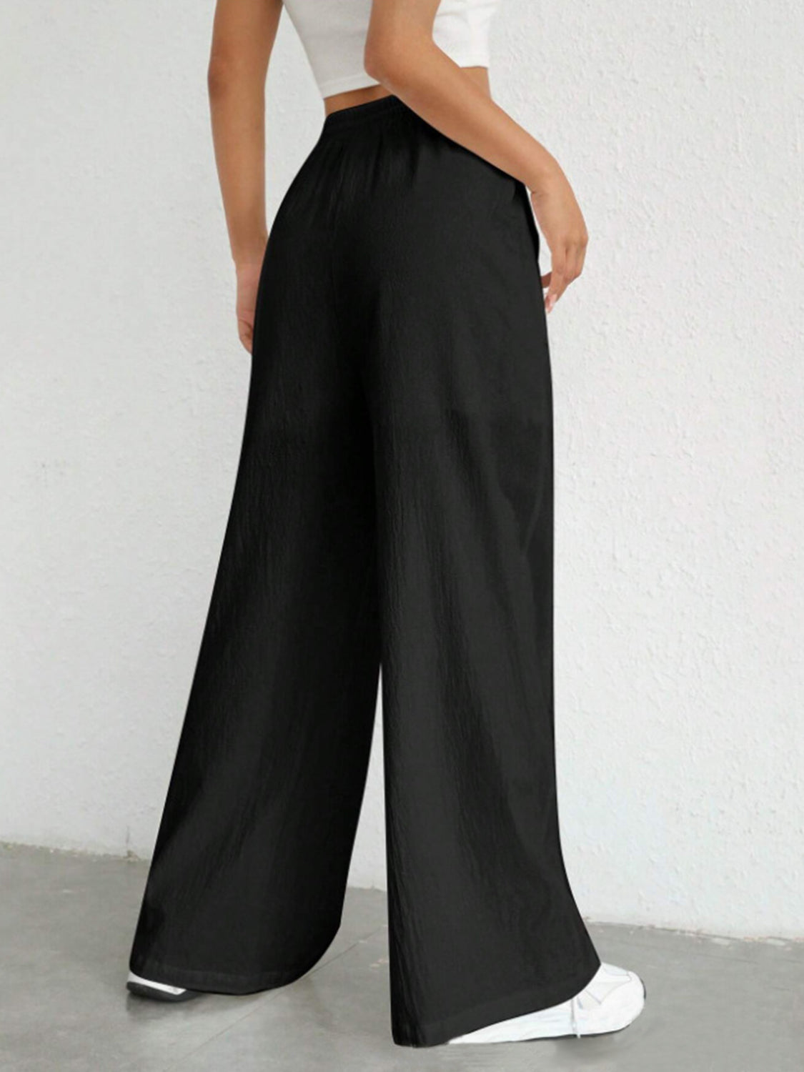 Drawstring Wide Leg Canvas Pants