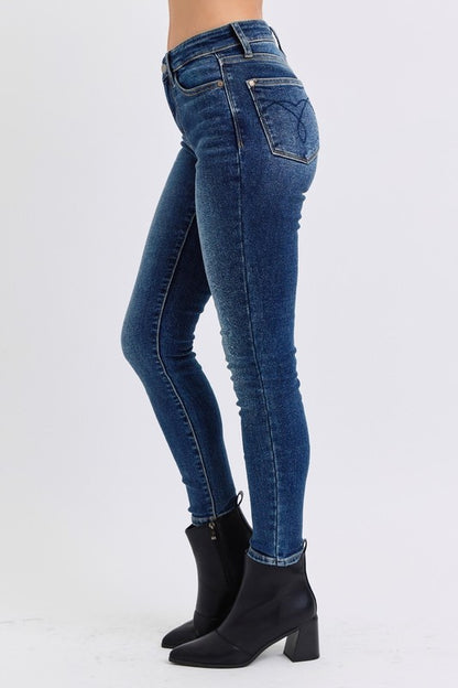 Judy Blue Full Size Mid-Rise Waist Skinny Jeans with Pockets - Danielle and Jason Baker LLC - Danielle Baker's Boutique