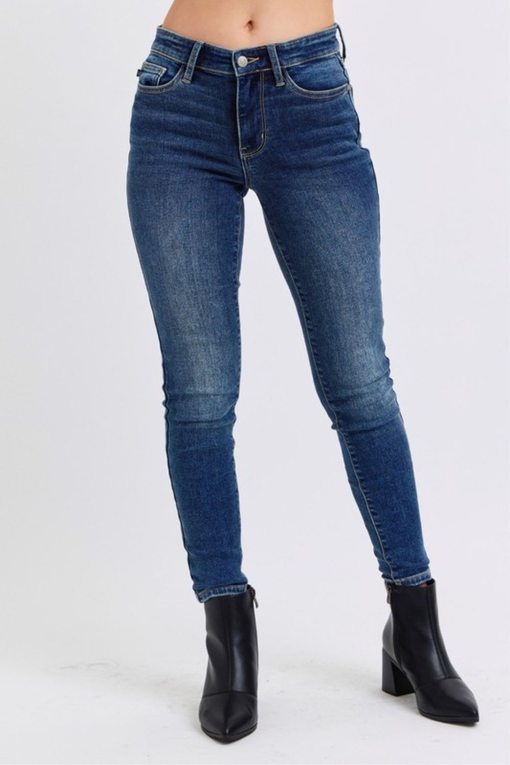 Judy Blue Full Size Mid-Rise Waist Skinny Jeans with Pockets - Danielle and Jason Baker LLC - Danielle Baker's Boutique