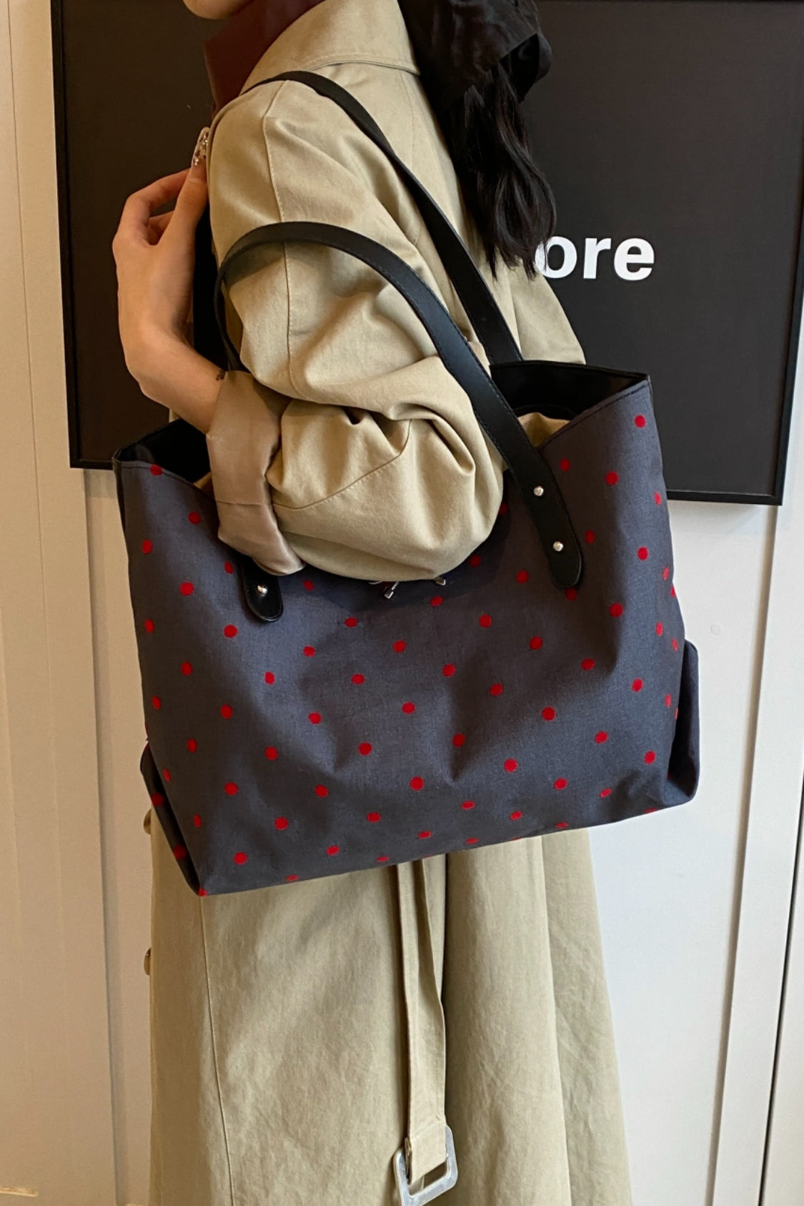 Polyester Bow Polka Dot Tote Bag - Danielle and Jason Baker LLC - Danielle Baker's Boutique