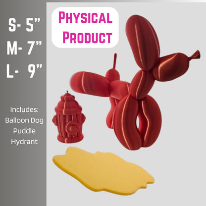 Peeing Balloon Dog Fire Hydrant Funny Figurine Statue Sculpture | The Gift | As seen on TikTok, 3D printed animal, Dog Lover, decor, gag