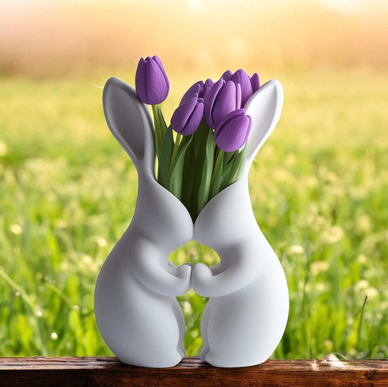 Bunny Love- Unique Decorative Vase for Home Decor - 3D Print Centerpiece