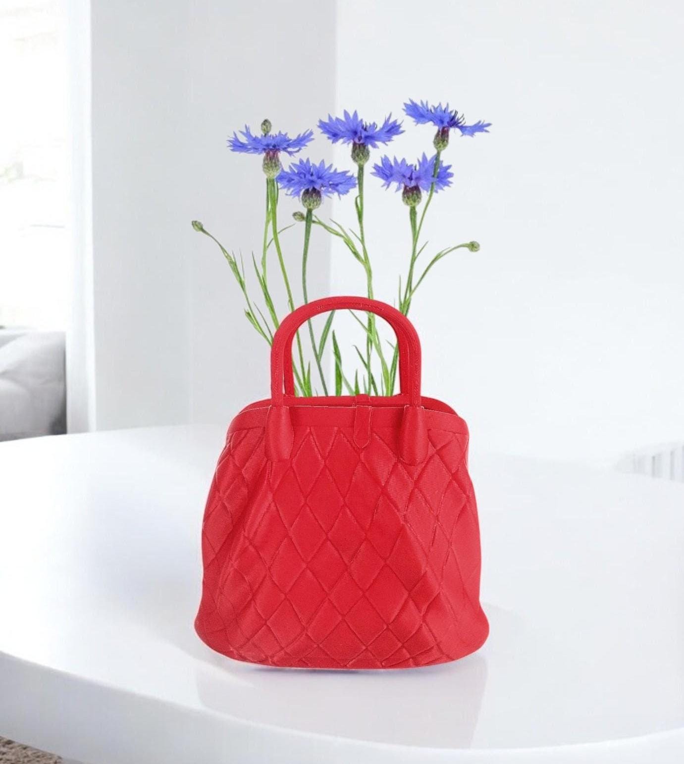 The LUXE Handbag Purse - Unique Decorative Vase for Home Decor - 3D Print Centerpiece- Used for Faux, Dried and Preserved Flowers Luxury