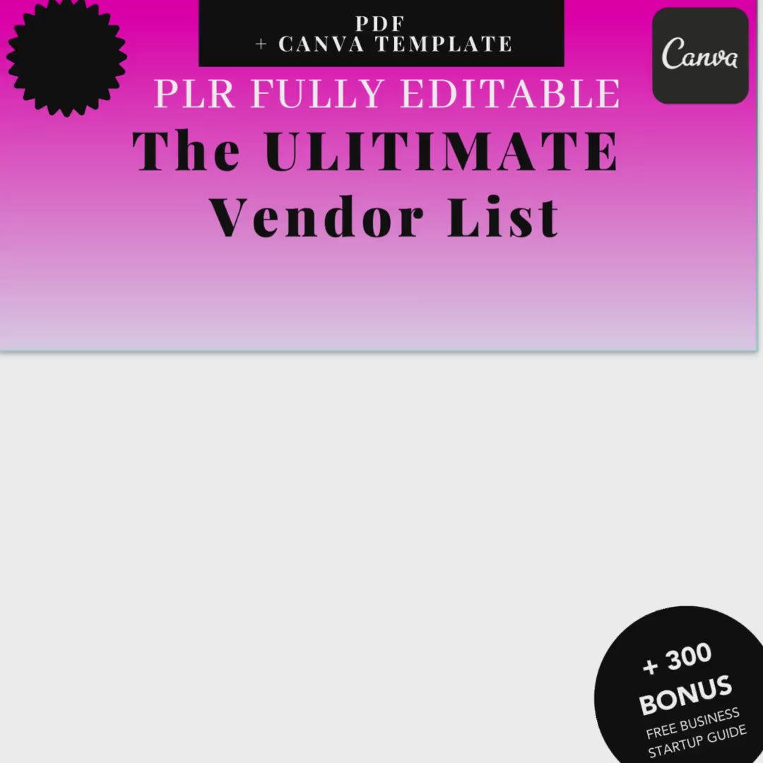 PLR Vendor List, Vendor List for Resale/ Resell, Editable Vendor List Template, Vendors List, Vendors List Template, Vendor List w/ Vendors