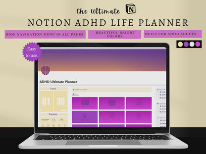 ADHD Notion Life Planner | ADHD Notion Template, ADHD Notion, Notion Dashboard, All In One Notion Template, Personal Planner for Notion