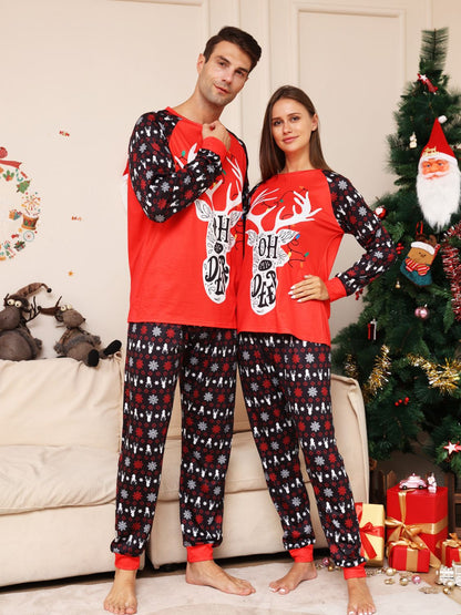 Men's Full Size Reindeer Christmas Family Pajama Top and Pants Set