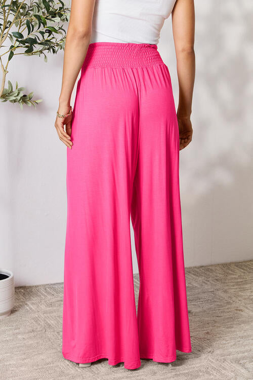 Double Take Full Size Smocked Wide Waistband Wide Leg Palazzo Pants - Danielle and Jason Baker LLC - Danielle Baker's Boutique